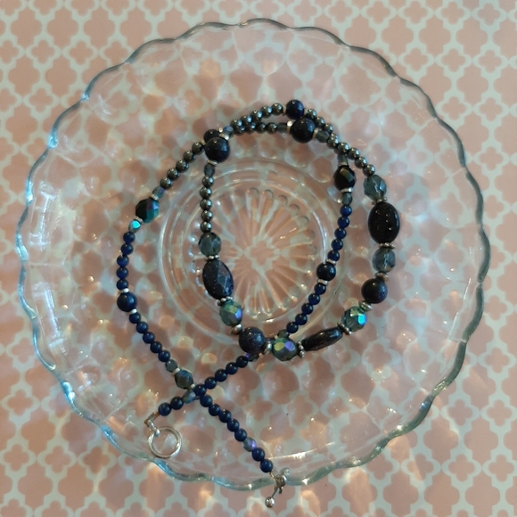 Handmade goldstone and hematite necklace - Picture 3 of 3